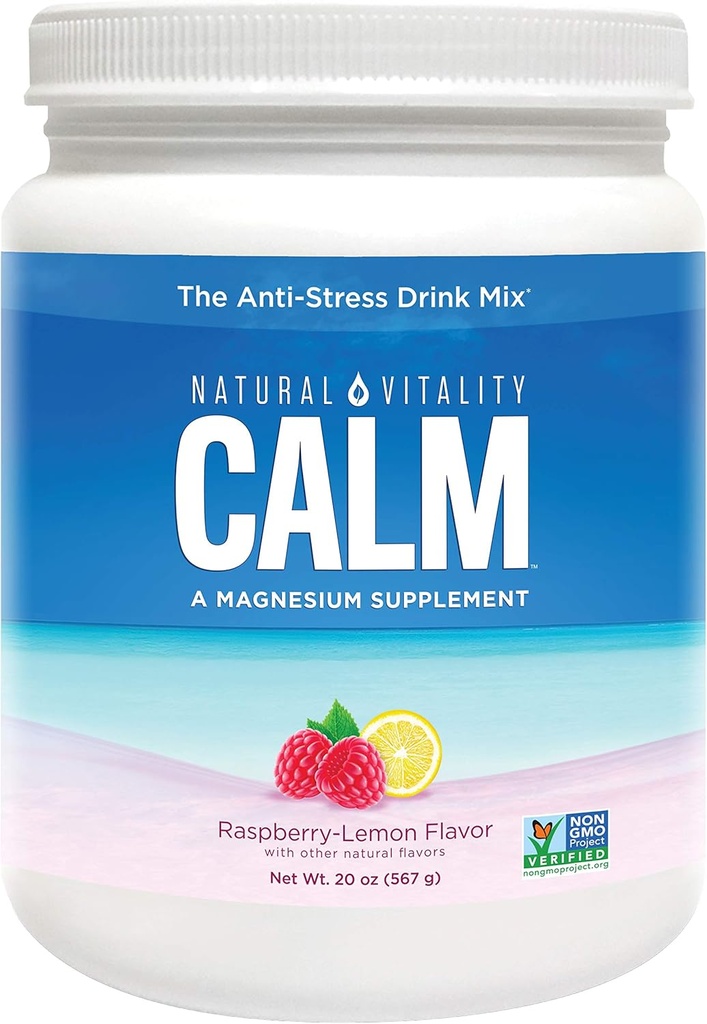 Doğal Vitality Calm, Anti-Stress Drink Mix, Magnezyum Supplement Toz, Raspberry Lemon - 20 ounceounceounce