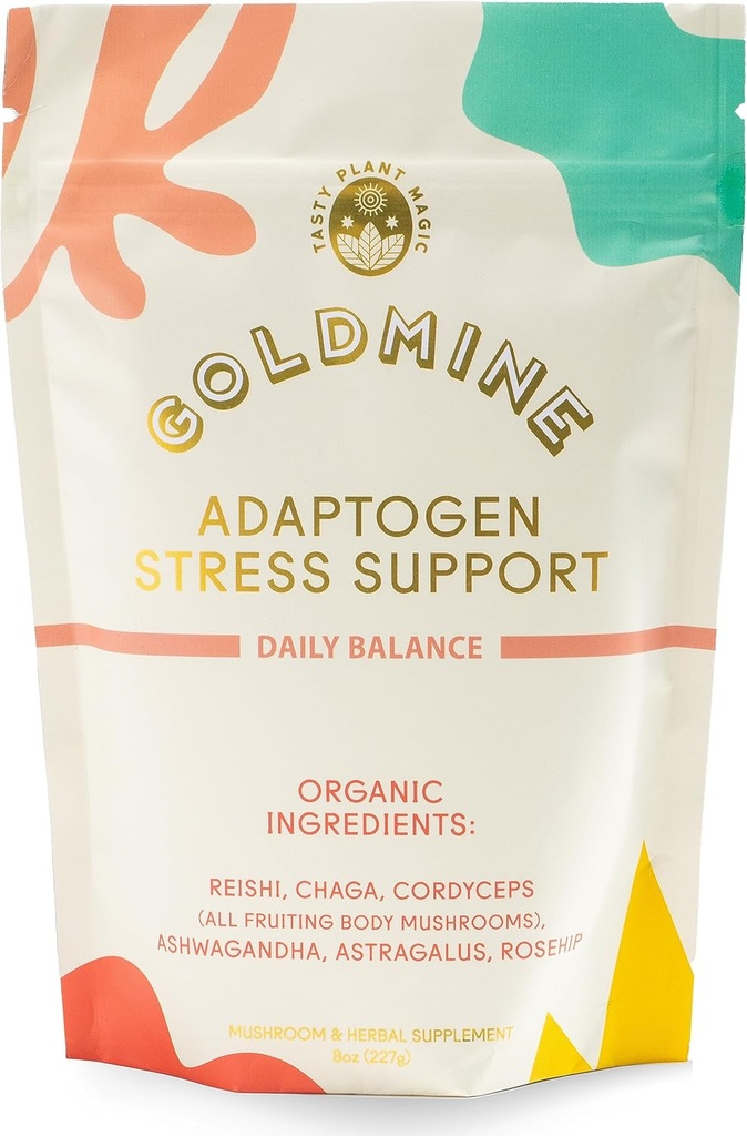 Goldmine Adaptogens Superfoods | Reishi Organik Mushroom Toz | Adaptogen Stres Desteği ve Günlük Denge Toplantısı (227 Grams, Pouch)