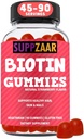 Vegan Biotin Gummies - Kadınlar ve Erkekler için Saç Büyümesi için Vitaminler - Saç Skin ve Nails - Strawberry Flavor Gummy Vitamins - Non-GMO, Gelatin & Gluten-Free, 90 Gummies - SUPPZAAR