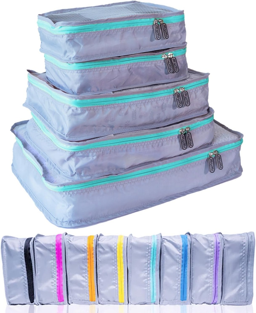 MUMI Auto Cubes - Seyahat için 5Piece Kombinasyon Ürünleri, Suitcases için Bagaj Organizeleri, Put-On Bag, Backpacks, and Duffel Bag - Space-Saving Travel Essentials - Aqua