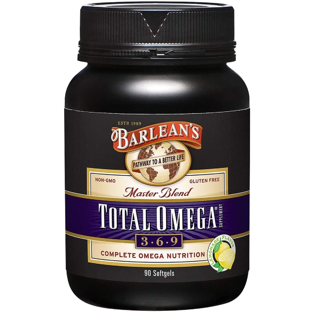 Barlean'ın Toplam Omega 3 6 9 Softgels, Borage ve Flaxseed Oil ile Fish Oil Supplement, 1000 mg Omegas ALA, EPA, DHA ve GLA Ortak Destek Supplements ve Heart Health için, 90 Count