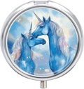 Yuvarlak Pill Case 3 Karşılaştırma Blue Horse Love Pill Box Mini Tıp Pill Organizer Portatif Seyahat Pillbox For Pocket Purse Metal Pill Konteyner for Vitamins Fish Oil Supplements