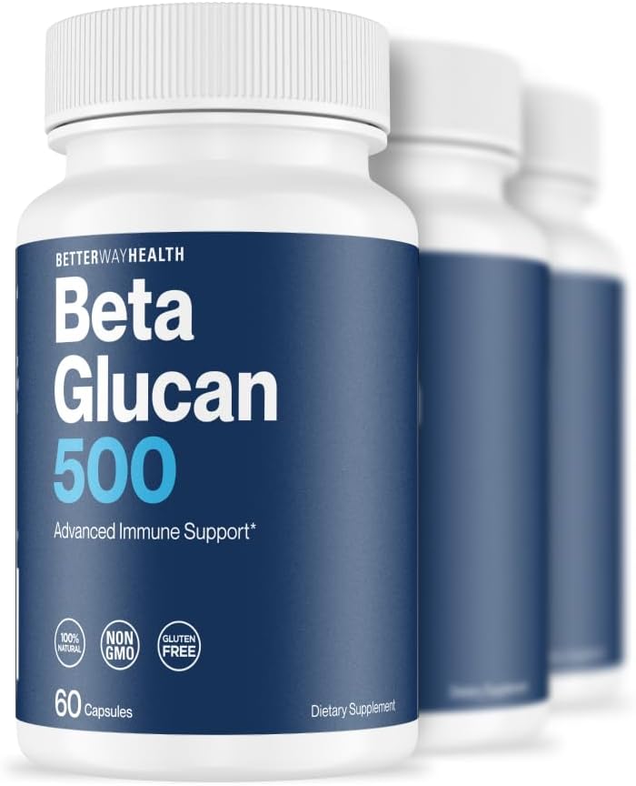Better Way HealthTM - Προηγμένη Ανοσολογική ετοιμότητα - Εξαιρετικά καθαρισμένη 1,3/1,6 Beta Glucan 500 - Κλινικά Ελεγχόμενη Ανοσολογική Άμυνα - 500mg/60 Κάψουλες (Συσκευασία 3)