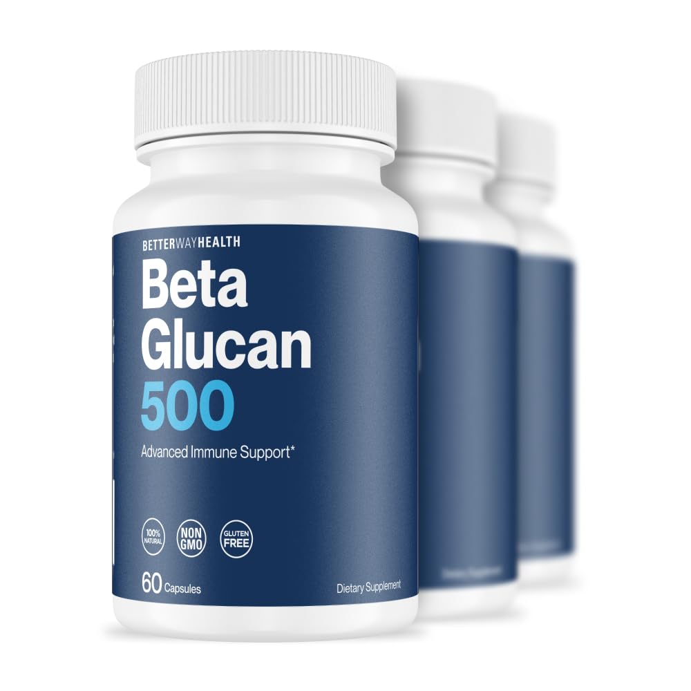 Better Way HealthTM - Προηγμένη Ανοσολογική ετοιμότητα - Εξαιρετικά καθαρισμένη 1,3/1,6 Beta Glucan 500 - Κλινικά Ελεγχόμενη Ανοσολογική Άμυνα - 500mg/60 Κάψουλες (Συσκευασία 3)