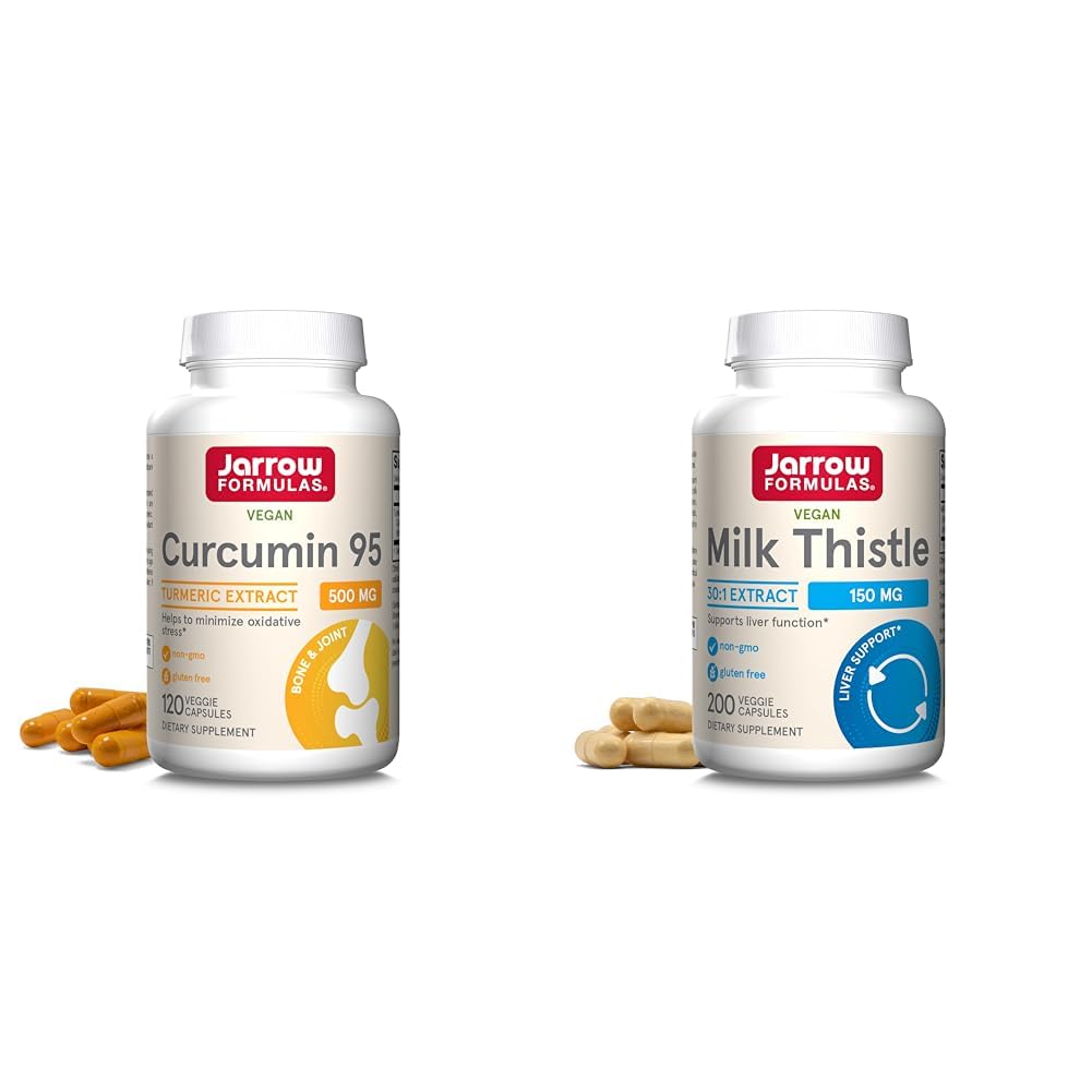 Jarow Formulas Curcumin 95 500mg - Μέχρι 120 Σερβιέτες (Veggie Caps) & Γαϊδουράγκαθο γάλακτος 150 mg με 30:1 Standardized Silymarin Extract
