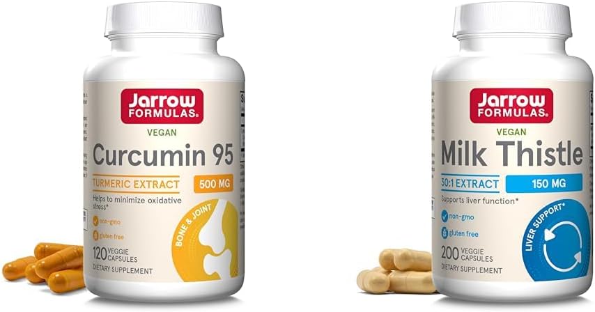 Jarrow Formulas Curcumin 95 500 mg - 120'ye kadar (Veggie Caps) & Milk Butle 150 mg ile 30:1 Standardized Silymarin Extract