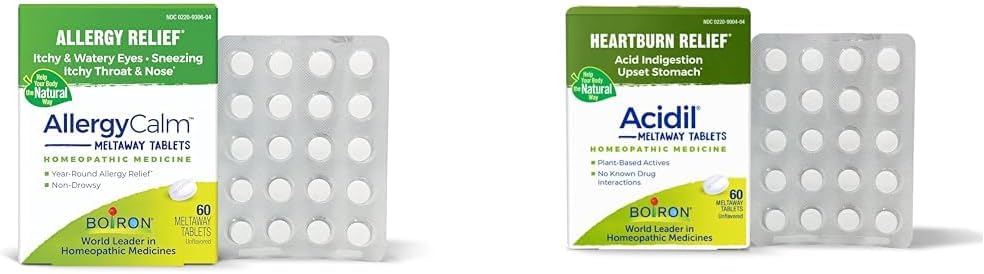 Αλλεργία Boiron και Reflux Reflux Relief Bundle με AlergyCalm Tablets (60 Count) και Acidil για Acid Reflux και Δυσπεψία (60 Count)