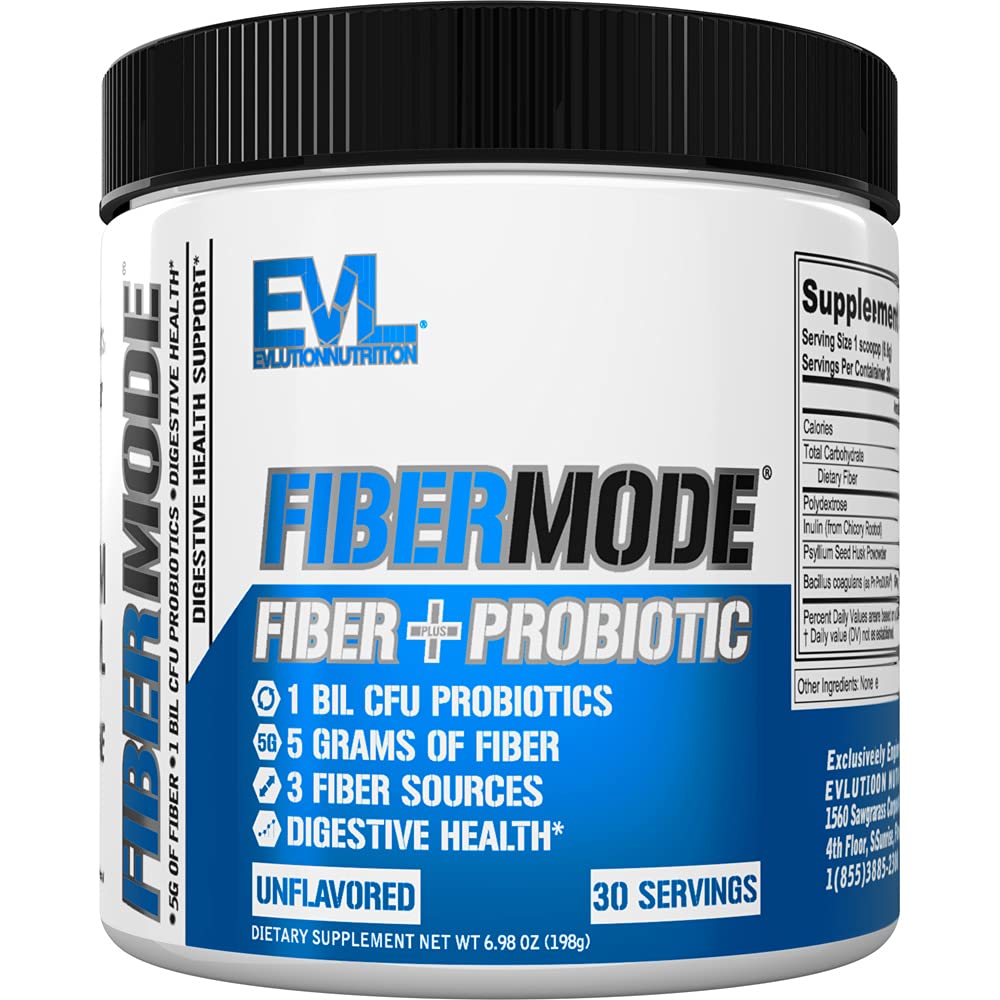 Evlution Beslenme FiberMode - Fiber + Probiyotik Toz - Digestive Health & Immune Support - 1bil CFU Probiyotiks + 5g Fiber - Gluten Free & Vegan - Unflavored - Diyeter Supplement - 30 Servisler