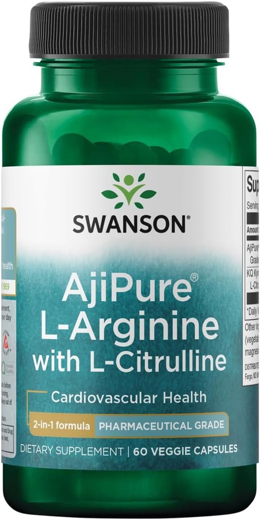 Swanson Amino Acid Ajipure L-αργινίνη με L- Citrulline 60 Veg Κάψουλες