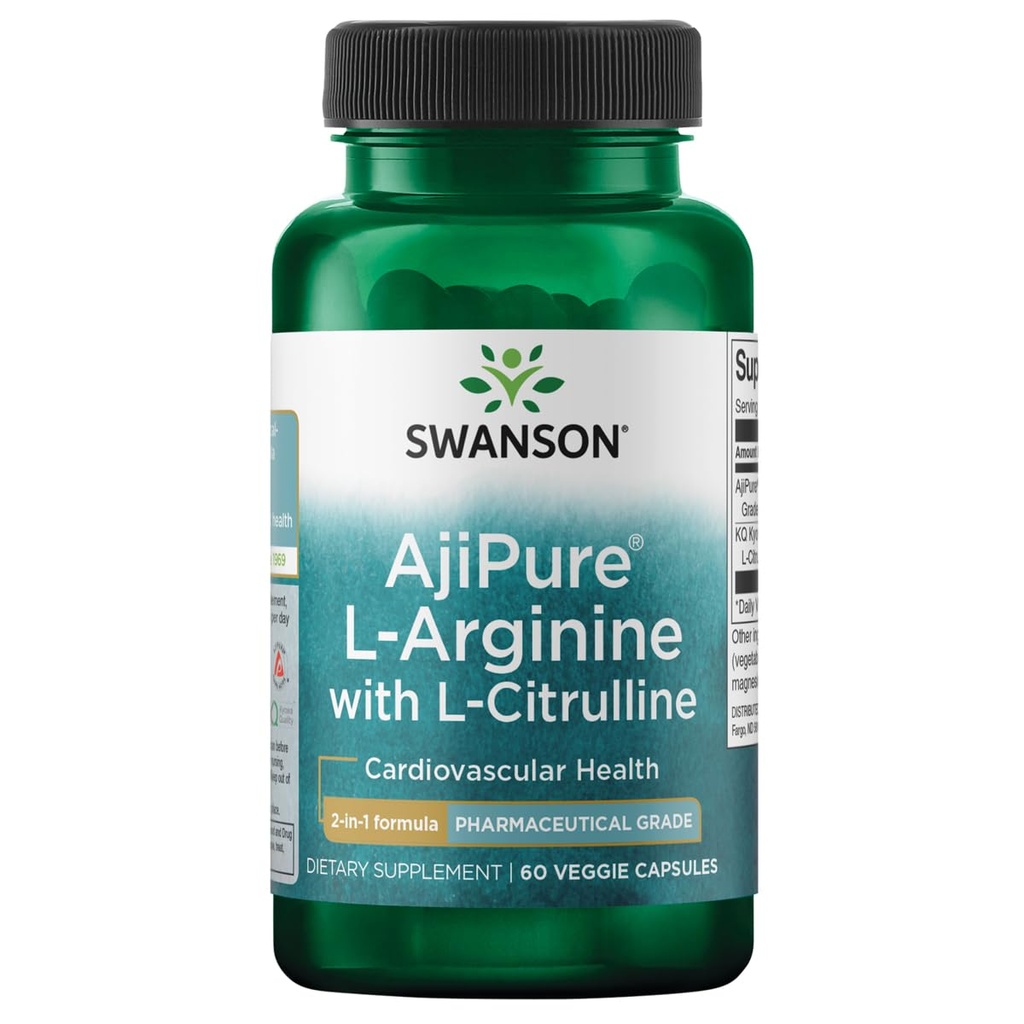 Swanson Merjipure L-Arginine ile L-Citrulline 60 Veg Capsules