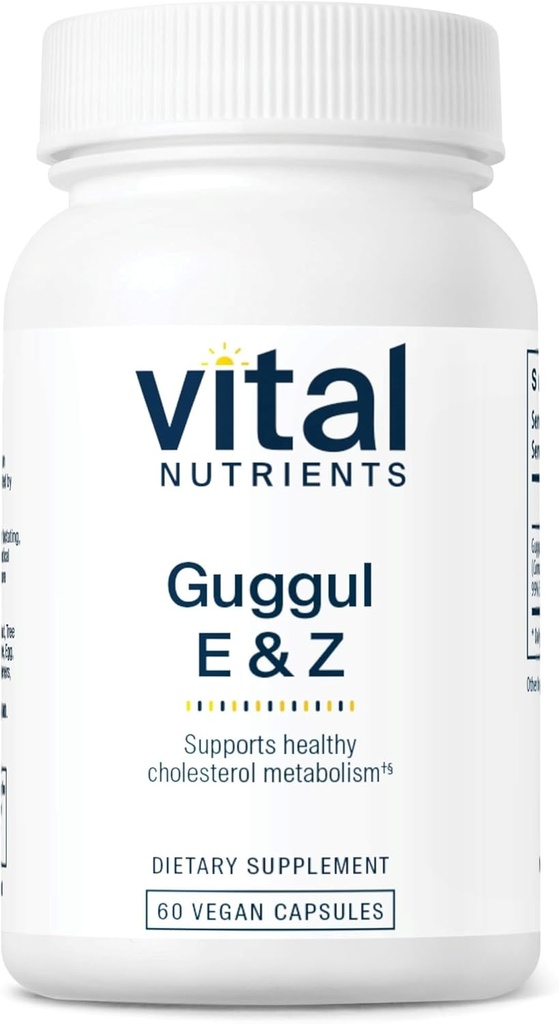 Vital Nutrients Guggul E & Z | Vegan Guggul Supplement | Cholesterol Supplement for Health LDL and Triglyceride Levels | Gluten, Süt, Soy Free | Non-GMO | 60 Capsules
