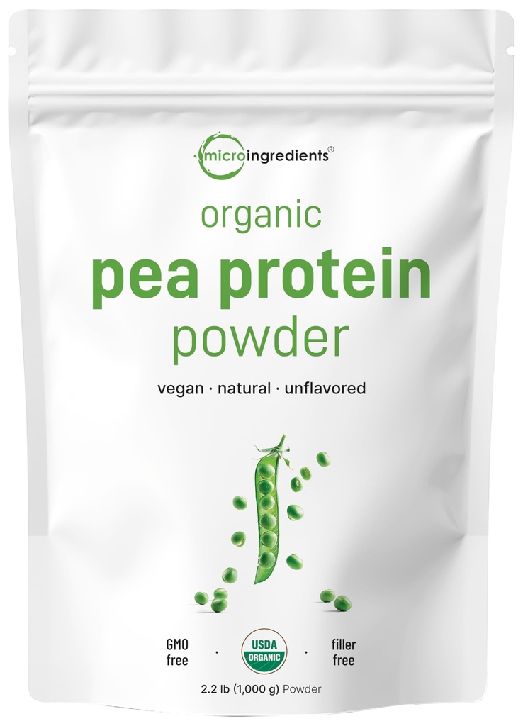 Micro Materialss North America Grown, Organic Pea protein Toz, 1KG (2.2 Pounds) | Plant-Based Vegan Protein, Etless Protein Tamam, Branşlı Zincirte Zengin