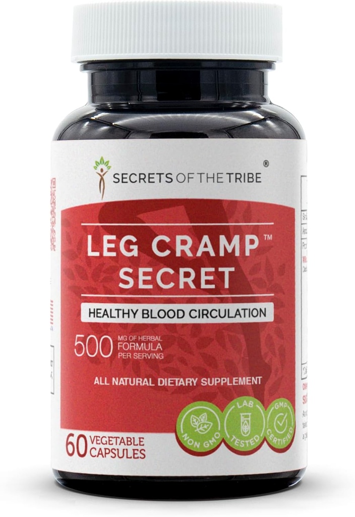 Leg Cramp Secret 60 Capsules, 500 mg, Original Quinine Formula, Cinchona Bark. Sağlıklı Kan Circulation (60 Capsules)