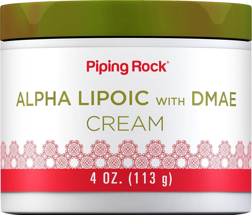 Piping Rock Alpha Lipoic Acid | 4 oz | DMAE Cream | Hydrating & Companying for Face & Skin | Non GMO, Gluten Free