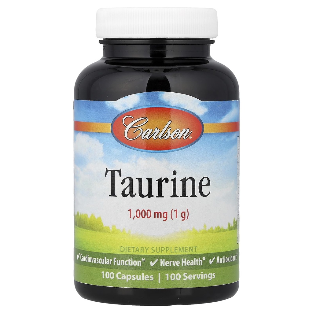 Carlson - Taurin, Free-Form Amino Asit, Destek, Nerve Health & Muscle Function, 100 Capsules