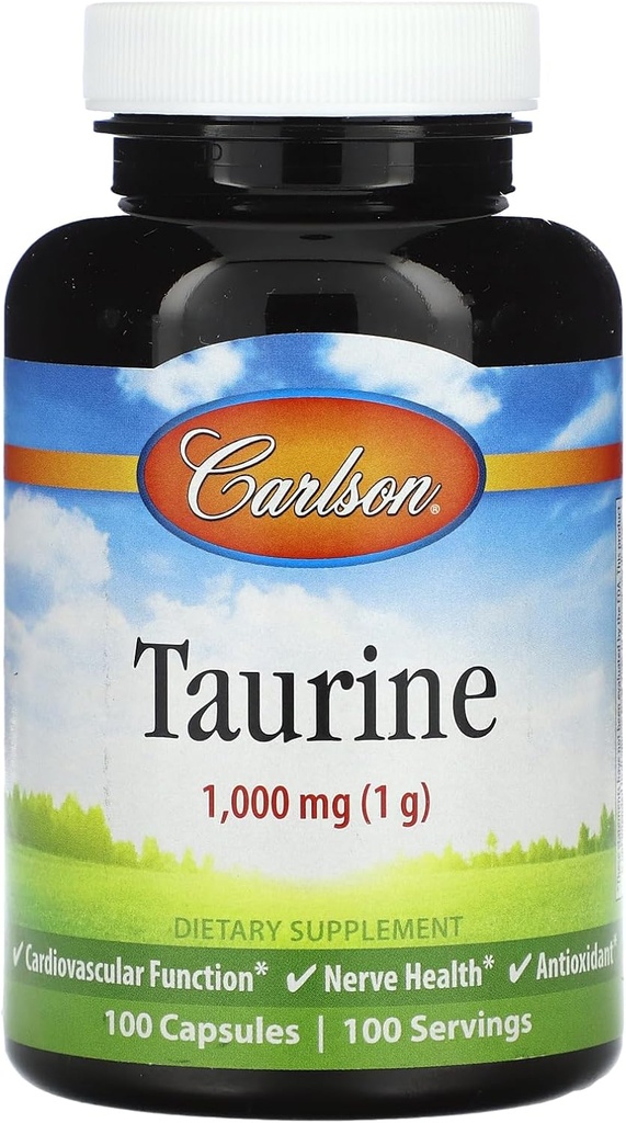 Carlson - Taurin, Free-Form Amino Asit, Destek, Nerve Health & Muscle Function, 100 Capsules