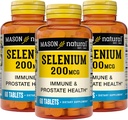 MASON NATURAL Selenium 200 mcg - Immune Support & Prostate Health, Essential Trace Mineral, 60 Tablet (Pack of 3)