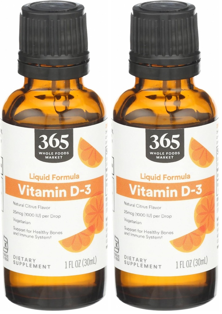 365 by Whole Foods Market, Vitamin D3 Citrus, 1 Fl Oz (Pack of 2)