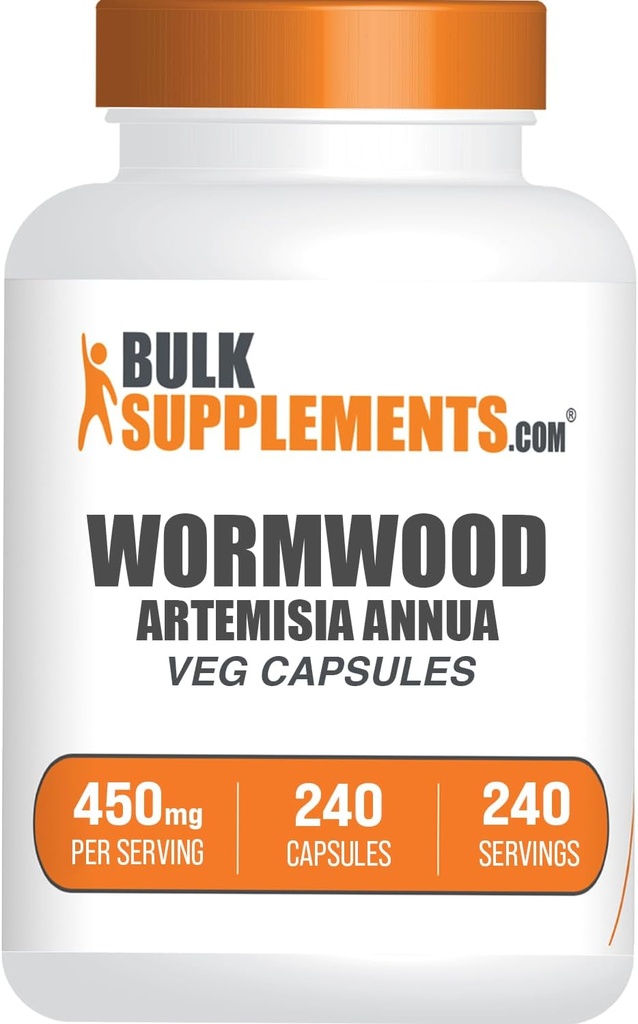 BulkSupplements.com Wormwood Extract Capsules - Wormwood Supplement, from Artemisia Annua Leaf, Gluten Free, 1 Capsule per Serving, 240 Veg Capsules (Pack of 1)
