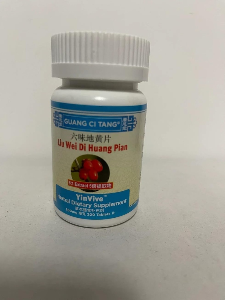 Liu Wei Di Huang Pian (Wan) (YinVive) 200 mg 200 Tablets, is considered a potent kidney tonic, supporting kidney function