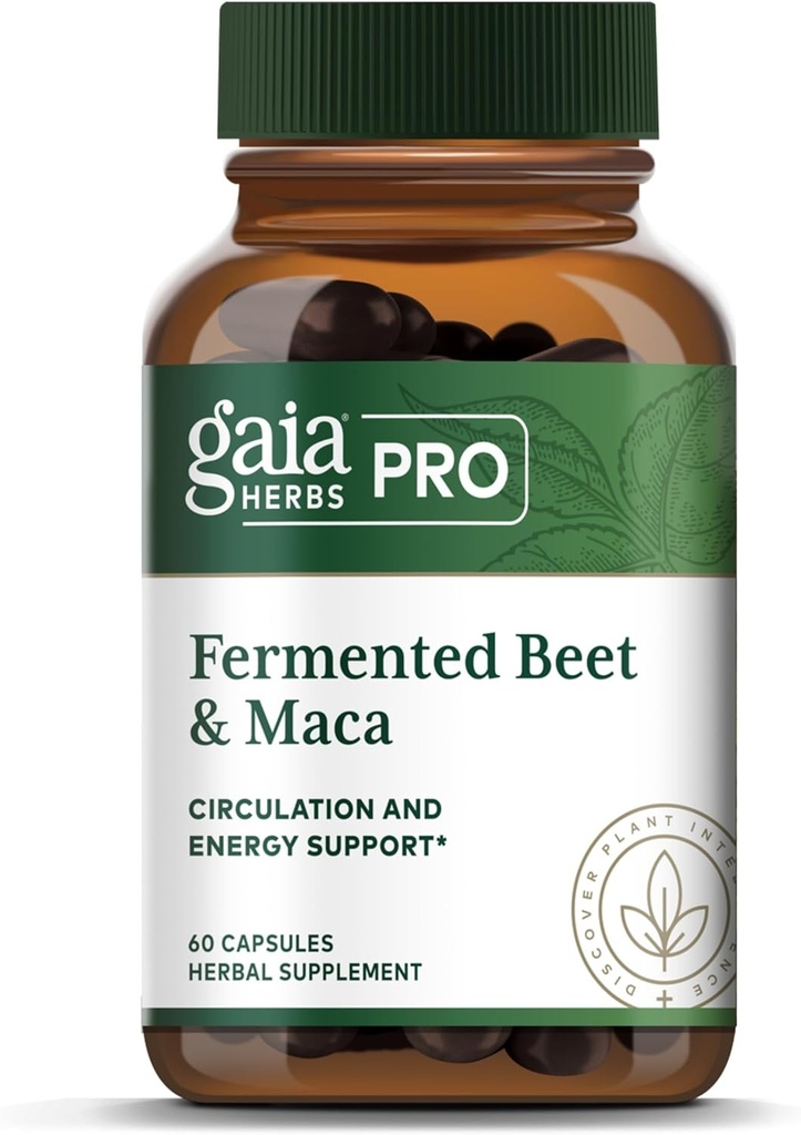 GAIA HERBS PRO Fermented Beet & Maca - Sağlıklı Enerji ve Circulation Support Supplement* - Kidney Health Supplement with Beet & Carrot Root - Vegan, Gluten-Free, Soy-Free - 60 Capsules (30 hizmet)