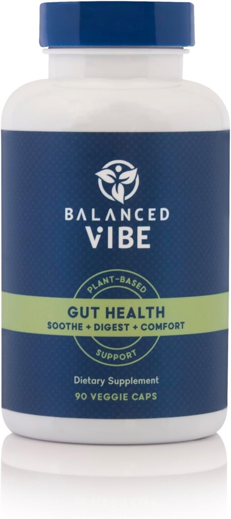 Dengeli Vibe Organik Gut Health Supplement | Plant-Based Digestive & Gut Lining Support | L-Glutamine, Glycine & 5 Organik Herbs Sağlıklı Digestion ve Yakıt Your Day | 90 Capsules