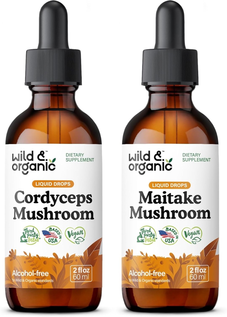 Wild & Organic Cordyceps Mushroom Tincture 2 fl oz & Maitake Mushroom Tincture 2 fl oz