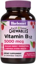 Bluebonnet Beslenme Dünya Tatlı B12 5000 mcg Chewable Tabletler, Soy-Free, Gluten-Free, Kosher Sertifikalı, Süt-Free, Vegan, Raspberry Flavored, 30 Chewable Tabletler, 30 Hizmetler