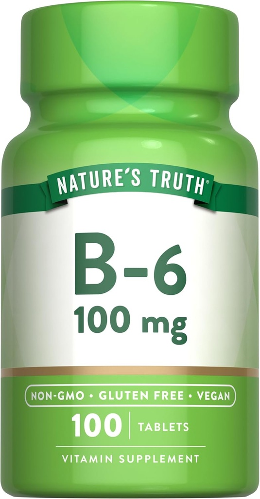 Nature's Truth B6 Vitamin | 100 mg | 100 Tablet | Vegan, Non-GMO & Gluten Free Supplement Supplement