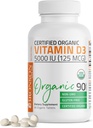 Bronson Vitamin D3 5000 IU Certified Organic Vitamin D Supplement, Non-GMO, USDA Certified, 90 Tablets