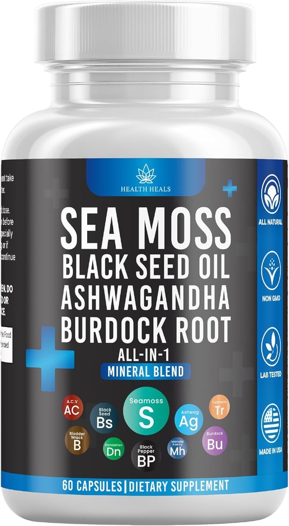 Silikon Denizi Moss Black Tohum Yağı Ashwagandha Bladderwrack Burdock - 60 Kont