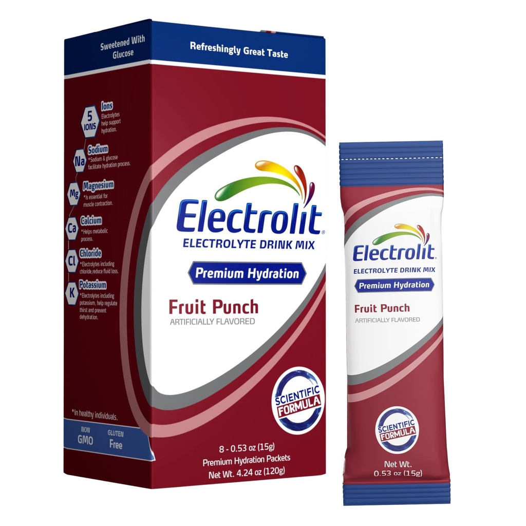 Elektrolit Elektrolytes Toz Paketleri, Meyveler 8 Pack, Tozlu Hydration Packets for Dehidr & Rehidrasyon, Post Workout Flavored Hydrating Drink Mix, Gluten Free Daily Water Advancedr Sticks