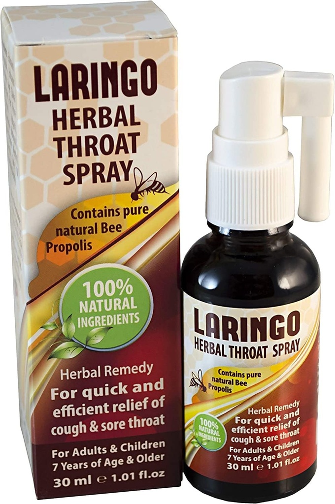 Laringo Throat Mix - Contains Pure% Raw Bee Propolisi - yetişkinler ve Çocuklar için% 100 Doğal Throat Remedy - Gluten Free, Quick Relief. Kosher - 1 FL Oz