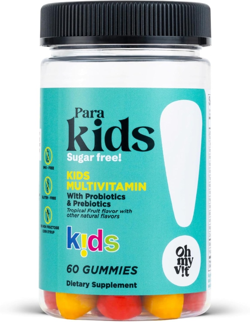 Ω Θεέ μου! para Kids Gummy Πολυβιταμίνη με Προβιοτικά & Πρεβιοτικά, Τροπική Γεύση Φρούτων για Παιδιά Ηλικίες 4+, 60 Count