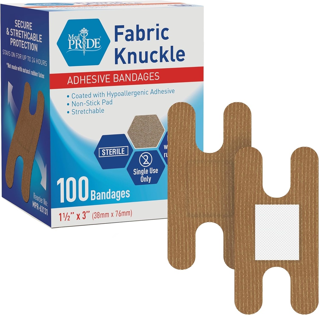MED PRIDE 100 Στείρα Fabric Fingertip, Finger, και Knuckle Bandages - Latex και καουτσούκ δωρεάν Hypoallergenic, 1.5in X 3in