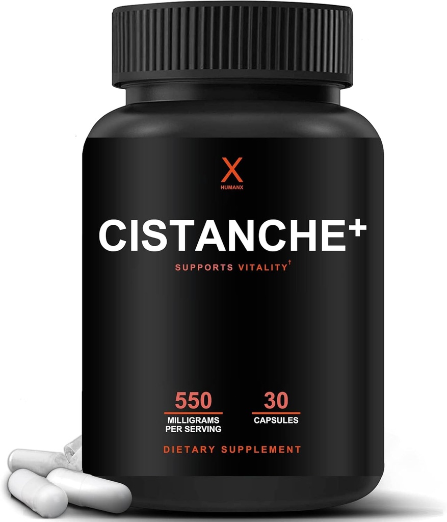 Humanx Cistanche+ 550MG (Cistanche Tubulosa Türlü Erkekler için Toz) ABD Made - Easy to Sw Capsules - Powerful Supplement to Support Athletic Performance, Strength, & Vitality
