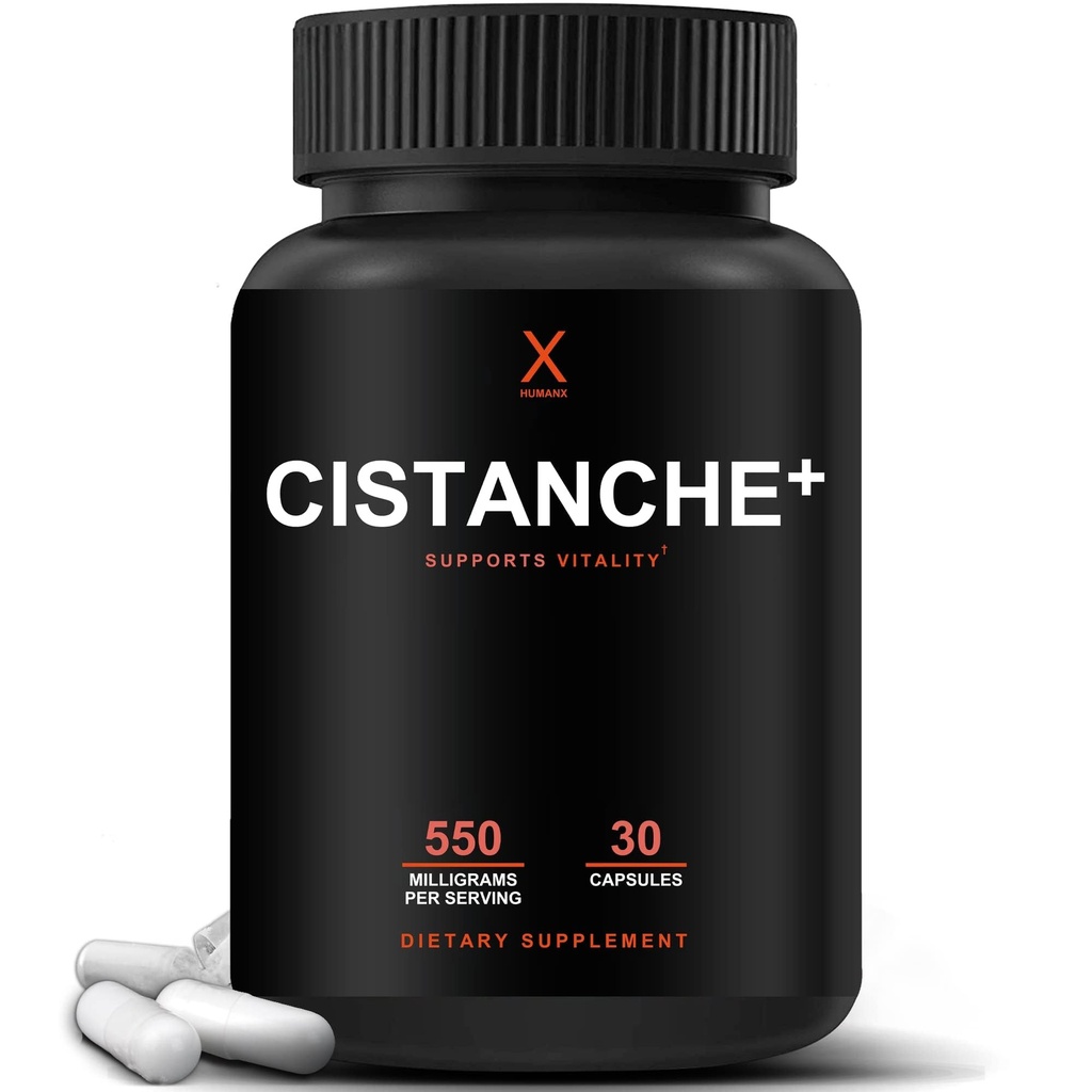 Humanx Cistanche+ 550MG (Cistanche Tubulosa Türlü Erkekler için Toz) ABD Made - Easy to Sw Capsules - Powerful Supplement to Support Athletic Performance, Strength, & Vitality