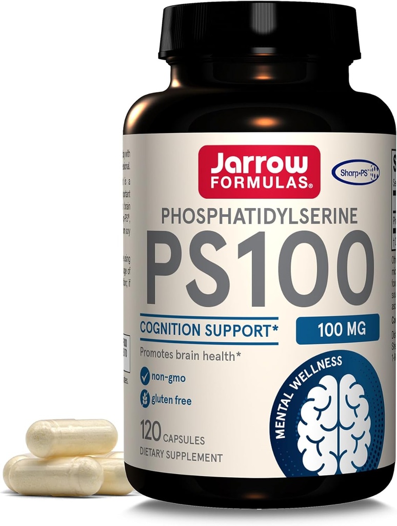 Jarrow Formulas® PS100 Phosphatidylserine, 100 mg, Brain Health ve Cognition Support için Diyet Supplement, 120 Capsules, 120 Day Supply