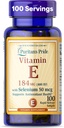 Puritan'ın Gurur E 184 mg (400 IU) Selenium 5006 ile, Vitamin Supplement For Immune System ve Antioksi Health Support, 3 Ay Supply, 100 Hızlı Yayın Softgels