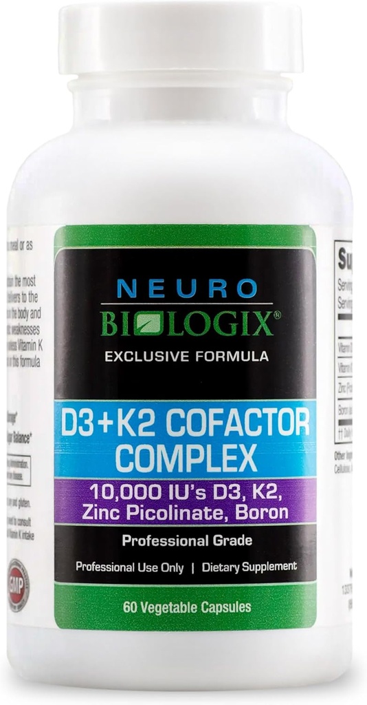 D3+K2 Cofak Kompleksi - Kemik, Kalp ve Immune Desteği için Max Vitamin D Faydaları - Vitamin D3, K2 (vitaMK7®) ile Formula ve Boron - 60 Caps
