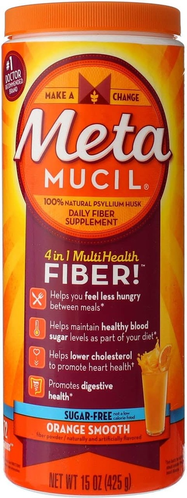 Metamucil Multi-Health Fiber by Meta, Berry Smooth Sugar Free 72 Teaspoons 15 Ουγγιά (Pack of 2)