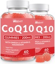 Sugar Free CoQ10 Gummies 200 MG, Coenzyme Q10 (Ubiquinone) Yetişkinler için Gummies, Co Q10 Supplement with Omega-3, Magnezyum, Energy, Brain Support