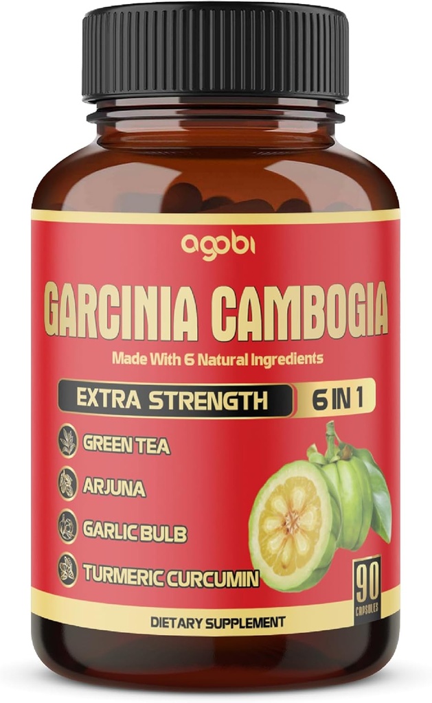 Αγνή κάψουλες Garcinia Cambogia - 6in1 με πράσινο τσάι, Arjuna, σκόρδο, κουρκουμά & μαύρο πιπέρι - 90 κόμητες