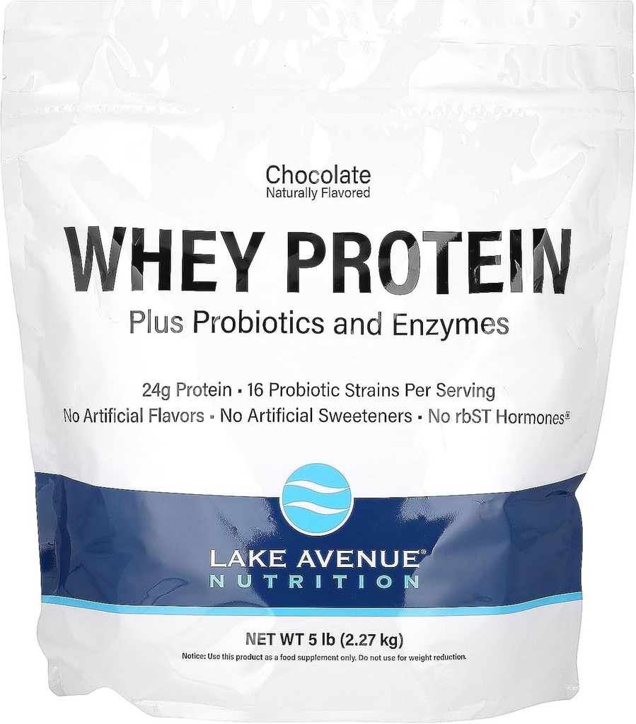 Lake Avenue Whey protein + Probiyotiks, Chocolate, 5 lb Pouch (2.27 kg), Beslenme