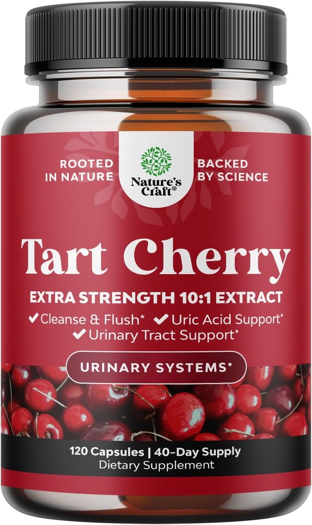 Advanced Tart Cherry Extract Capsules - Extra Strength 750mg ανά υπηρεσία Ισοδύναμο Tart Cherry Capsules Uric Acid Cleanse και συμπλήρωμα κοινής υποστήριξης - συμπλήρωμα αποκατάστασης μυών 120 Count
