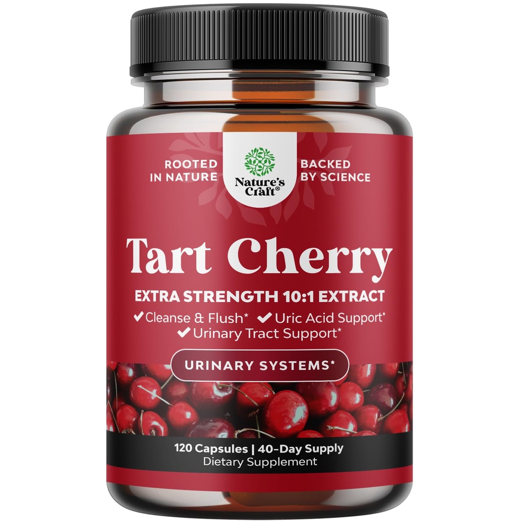 Gelişmiş Tart Cherry Extract Capsules - Ekstra Kuvvet 750mg Per Equivalent Tart Cherry Capsules Uric Acid Cleanse and Joint Support Supplement - Muscle Recovery Supplement 120