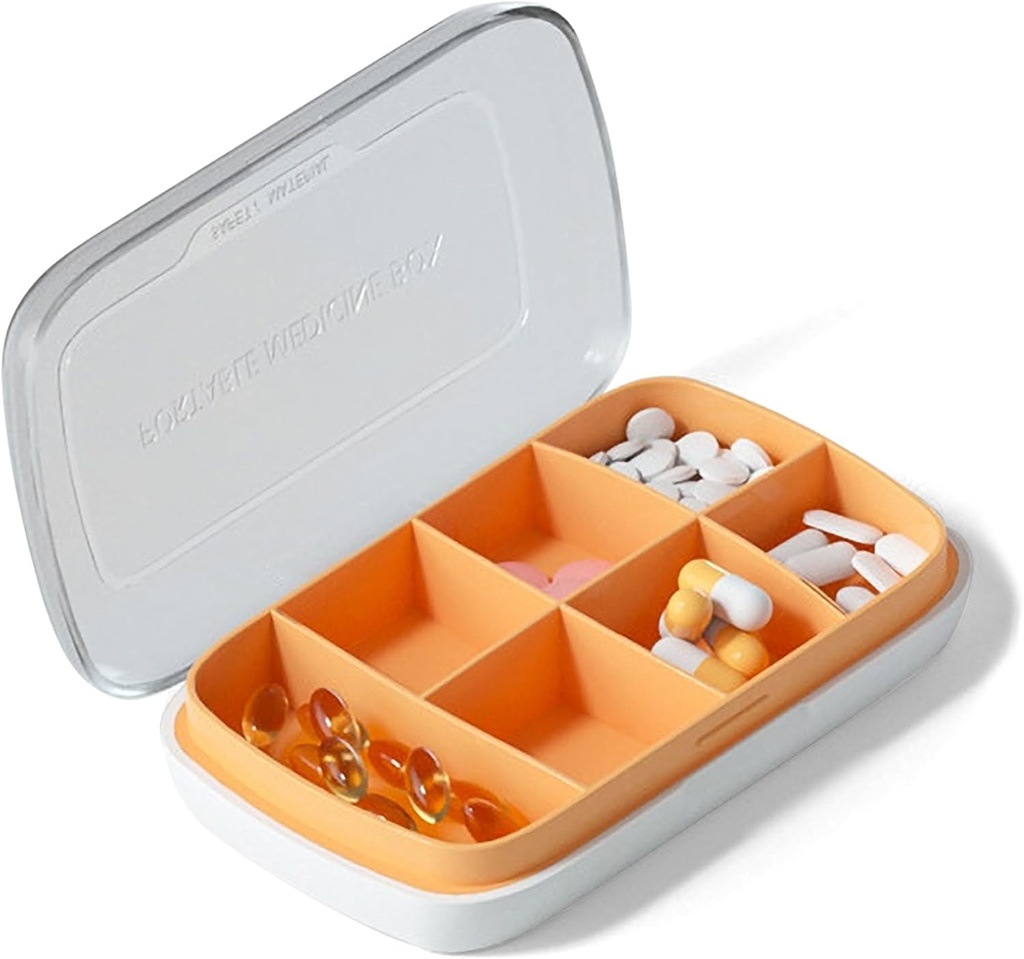 Seyahat Pill Organizer 1Pack,Pocket Eczanesi,7 Küçük Pill Box,Daily Pill Organizer,Portable Pill Case,Medicine Organizer Box for Pocket Purse Vitamin (Orange)