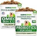 Dog Probiyotiks Chews + Omega 3 for Dogs Sche - Gas, Diarrhea, Constipation, Upset Stomach Relief + Alerji ve Itch Relief - Digestive Enzymes + Prebiyotiks + Omega 3 - Skin and Coat Support