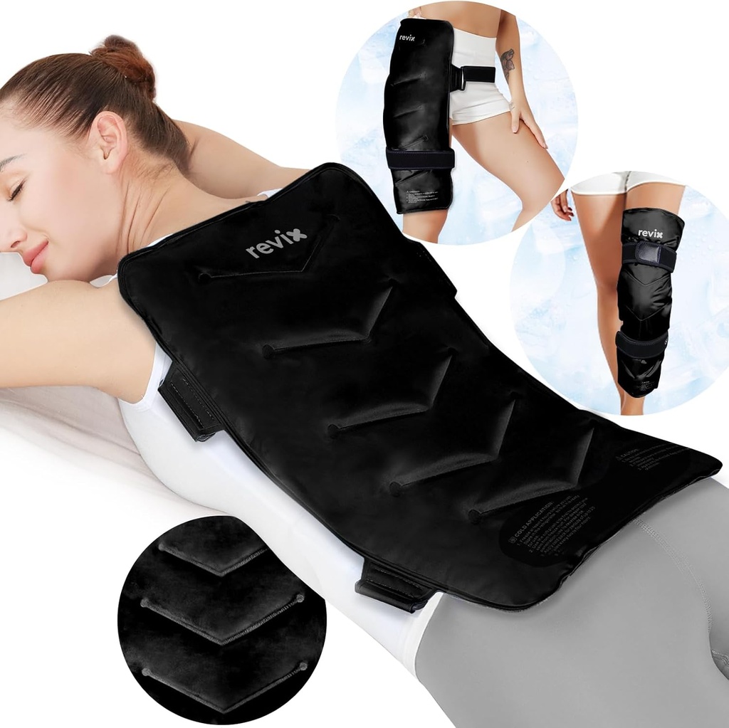 ReVIX Extra Large Ice Pack for Back, 13” x 21” Reuseable Gel Cold Pack Wrap for Full Back, Hip, and Leg Relief, XXL Ψυχρό Compress for Muscle Sureness, Faugue, and Everyday Recovery, Black