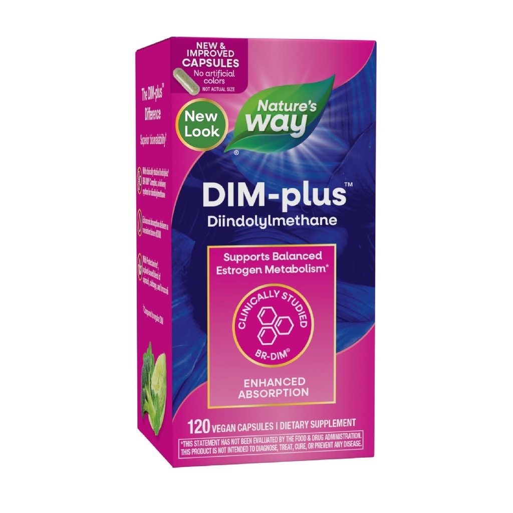 Nature's Way DIM-Plus, DIM Supplement, Supports Balanced Estrogen Metabolism*, Supports Estrogen Hormon Dengesi*, Diindolylmethane, 120 Vegan Capsules